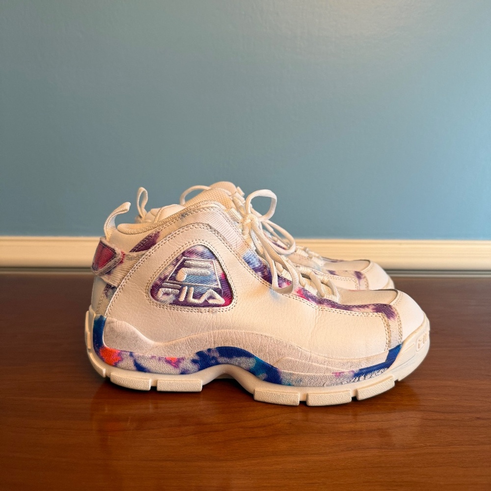 Fila Grant Hill 2 Tie-Dye sneakers in white leather.